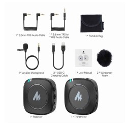 Maono WM820 A2 Wireless Microphone System - 2.4GHz Dual-Channel Setup Maono WM820 A2 Wireless Microphone System - 2.4GHz Dual-Channel Setup