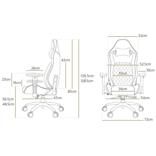 كرسي العاب احترافي MARSRHINO Spyder 2 مزود بـ دعم قطني قابل للتعديل المستمر وميزة التأرجح مع خامات قماش مرن وجلد صناعي PVC - الكريمي - MR-CH-SP2-CR