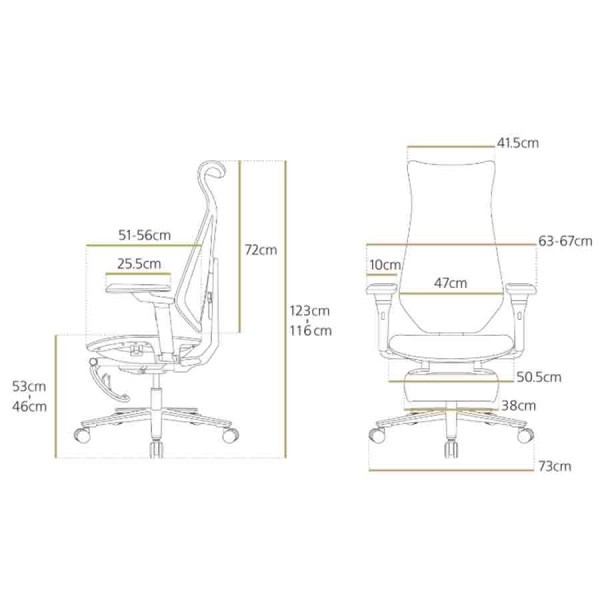 Gaming Chair MARSRHINO Wind ,Elastic Mesh breathable fabric ,height-adjustable with 5 locking positions ,8D armrests - Black - MR-CH-WIN-B