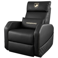 كنبة العاب احترافية MARSRHINO Viper Pro، جلد صناعي PU فاخر، نظام استلقاء كهربائي سلس، زاوية استلقاء قابلة للتعديل، منفذ شحن USB-A مدمج - أسود - MR-SO-VIP-B