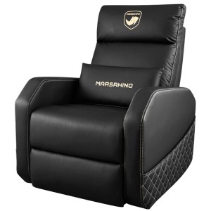 كنبة العاب احترافية MARSRHINO Viper Pro، جلد صناعي PU فاخر، نظام استلقاء كهربائي سلس، زاوية استلقاء قابلة للتعديل، منفذ شحن USB-A مدمج - أسود - MR-SO-VIP-B