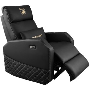 كنبة العاب احترافية MARSRHINO Viper Pro، جلد صناعي PU فاخر، نظام استلقاء كهربائي سلس، زاوية استلقاء قابلة للتعديل، منفذ شحن USB-A مدمج - أسود - MR-SO-VIP-B