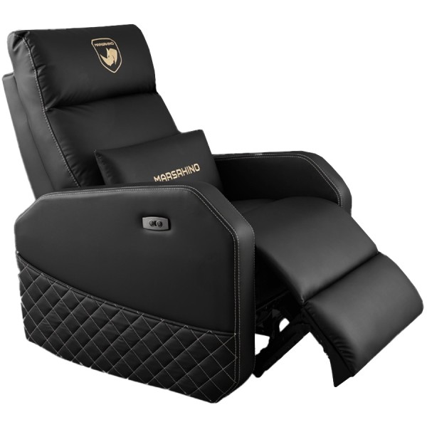كنبة العاب احترافية MARSRHINO Viper Pro، جلد صناعي PU فاخر، نظام استلقاء كهربائي سلس، زاوية استلقاء قابلة للتعديل، منفذ شحن USB-A مدمج - أسود - MR-SO-VIP-B