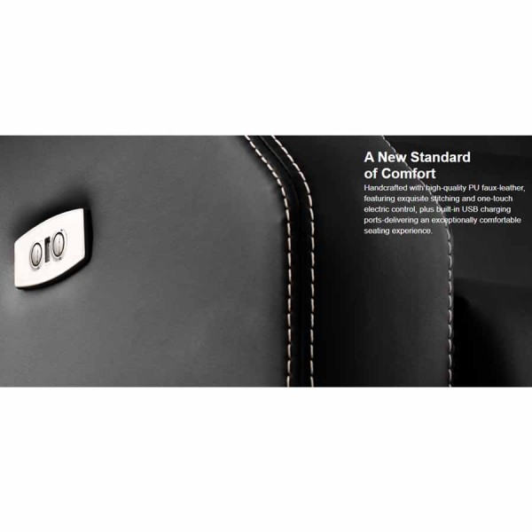 كنبة العاب احترافية MARSRHINO Viper Pro، جلد صناعي PU فاخر، نظام استلقاء كهربائي سلس، زاوية استلقاء قابلة للتعديل، منفذ شحن USB-A مدمج - أسود - MR-SO-VIP-B
