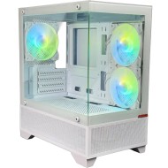 PC Case MIXLZ MY-T3 Tempered Glass ,with 3 pre-installed ARGB ,Sleek gaming design ,Supports Micro-ATX & Mini-ITX - White