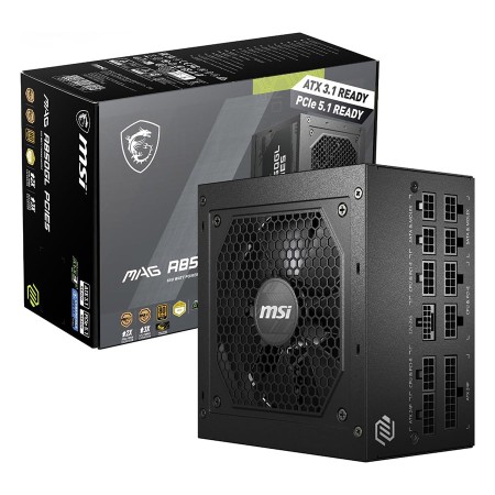 مزود الطاقة MSI MAG A850GL PCIe5, قدرة 850 واط, تصميم Fully Modular لتنظيم الكابلات, كفاءة 80+ Gold, متوافق مع معيار ATX 3.1, مروحة هادئة - أسود مزود الطاقة MSI MAG A850GL PCIe5, قدرة 850 واط, تصميم Fully Modular لتنظيم الكابلات, كفاءة 80+ Gold, متوافق مع معيار ATX 3.1, مروحة هادئة - أسود