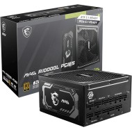مزود الطاقة MSI MAG A1000GL PCIe5, قدرة 1000 واط, تصميم Fully Modular لتنظيم الكابلات, كفاءة 80+ Gold, متوافق مع معيار ATX 3.1,  مروحة هادئة - أسود
