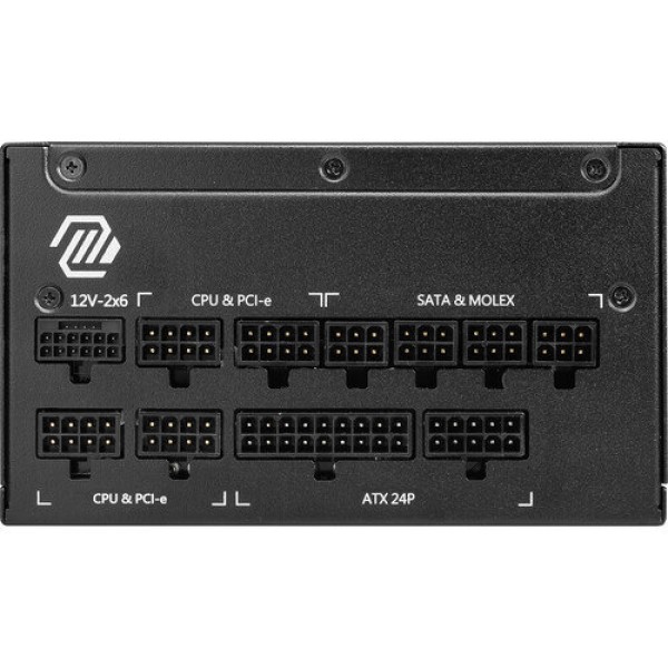 مزود الطاقة MSI MAG A1000GL PCIe5, قدرة 1000 واط, تصميم Fully Modular لتنظيم الكابلات, كفاءة 80+ Gold, متوافق مع معيار ATX 3.1,  مروحة هادئة - أسود