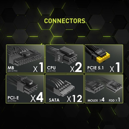 مزود الطاقة MSI MAG A1000GL PCIe5, قدرة 1000 واط, تصميم Fully Modular لتنظيم الكابلات, كفاءة 80+ Gold, متوافق مع معيار ATX 3.1, مروحة هادئة - أسود مزود الطاقة MSI MAG A1000GL PCIe5, قدرة 1000 واط, تصميم Fully Modular لتنظيم الكابلات, كفاءة 80+ Gold, متوافق مع معيار ATX 3.1, مروحة هادئة - أسود