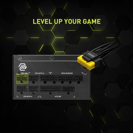 مزود الطاقة MSI MAG A1000GL PCIe5, قدرة 1000 واط, تصميم Fully Modular لتنظيم الكابلات, كفاءة 80+ Gold, متوافق مع معيار ATX 3.1, مروحة هادئة - أسود مزود الطاقة MSI MAG A1000GL PCIe5, قدرة 1000 واط, تصميم Fully Modular لتنظيم الكابلات, كفاءة 80+ Gold, متوافق مع معيار ATX 3.1, مروحة هادئة - أسود