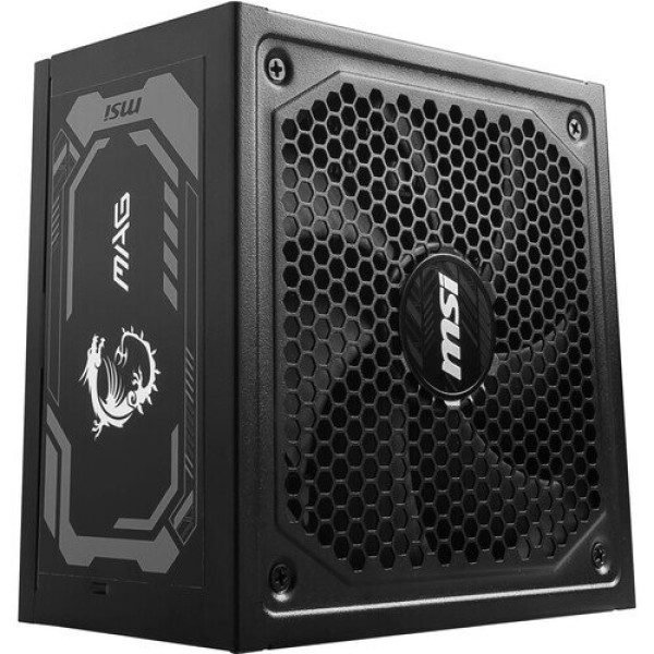 مزود الطاقة MSI MAG A1000GL PCIe5, قدرة 1000 واط, تصميم Fully Modular لتنظيم الكابلات, كفاءة 80+ Gold, متوافق مع معيار ATX 3.1,  مروحة هادئة - أسود