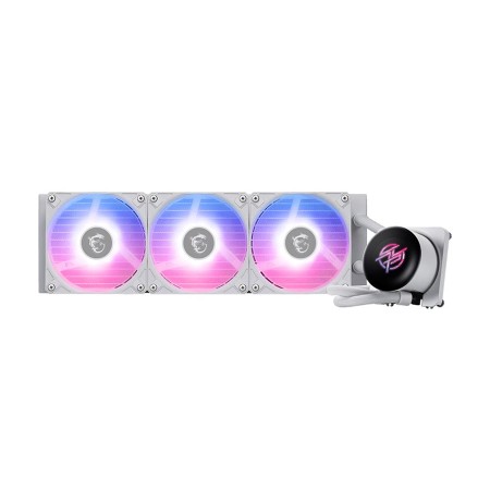MSI MAG CORELIQUID P13 360 ARGB Gen2 AIO liquid CPU cooler, 360mm radiator, 2.1 inch IPS LCD display, 3x 120mm ARGB Fans, support Intel & AMD - WHITE