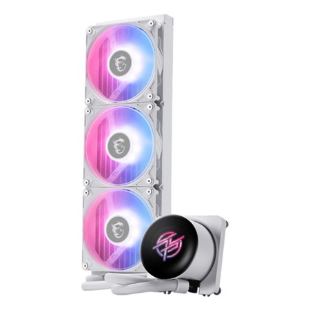 MSI MAG CORELIQUID P13 360 ARGB Gen2 AIO liquid CPU cooler, 360mm radiator, 2.1 inch IPS LCD display, 3x 120mm ARGB Fans, support Intel & AMD - WHITE