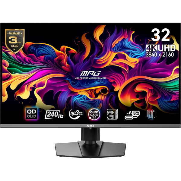 شاشة ألعاب بحجم MSI MPG 321URX QD-OLED – 32 دقة 4K UHD الجيل الثالث من QD-OLED بتردد 240 هرتز شاشة ألعاب بحجم MSI MPG 321URX QD-OLED – 32 دقة 4K UHD الجيل الثالث من QD-OLED بتردد 240 هرتز