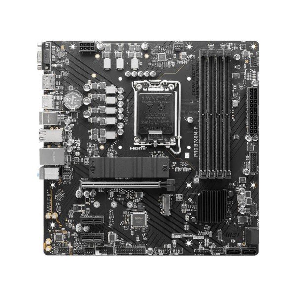 MOTHERBOARD MSI PRO B760M-P, m-ATX factor, 4 DIMM DDR5 memory, Supports Intel Core 12th/13th/14th Gen CPUs, LGA 1700 - BLACK