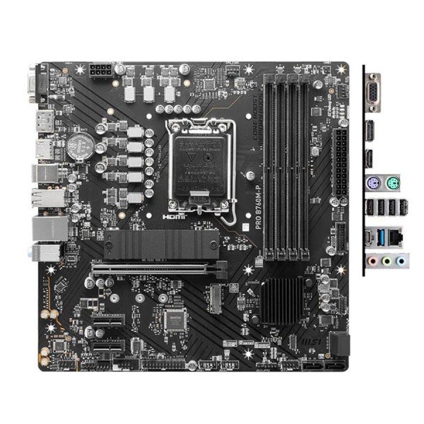 MOTHERBOARD MSI PRO B760M-P, m-ATX factor, 4 DIMM DDR5 memory, Supports Intel Core 12th/13th/14th Gen CPUs, LGA 1700 - BLACK