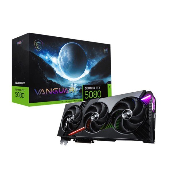 MSI VANGUARD GeForce RTX 5080 SOC Edition, 16GB GDDR7,3× Fan cooling system, Support DLSS 4/MFG/ Ray Tracing - BLACK