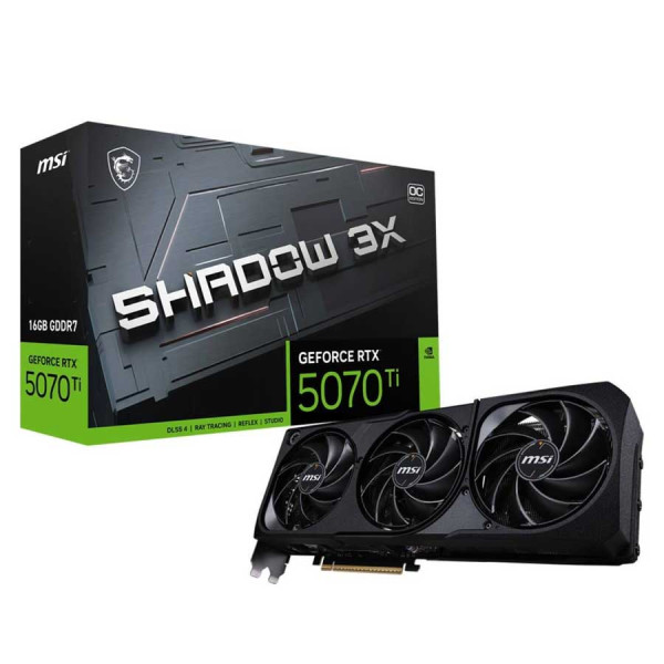 إم إس آي شادو اكس3 RTX 5070Ti 16GB اصدار مكسور السرعه OC رامات DDR7 - أسود إم إس آي شادو اكس3 RTX 5070Ti 16GB اصدار مكسور السرعه OC رامات DDR7 - أسود