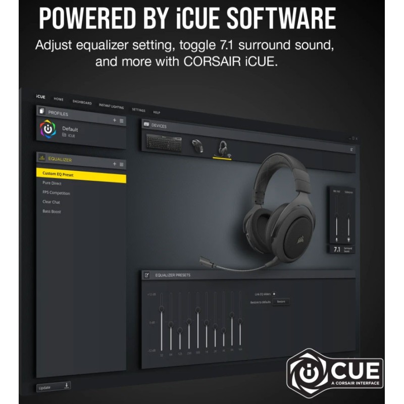 CORSAiR HS70 PRO WIRELESS GAMING HEADSET- CARBON