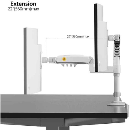 NORTH BAYOU H100 White Monitor Mount - 17-30" - Gas Spring - Up to 9kg