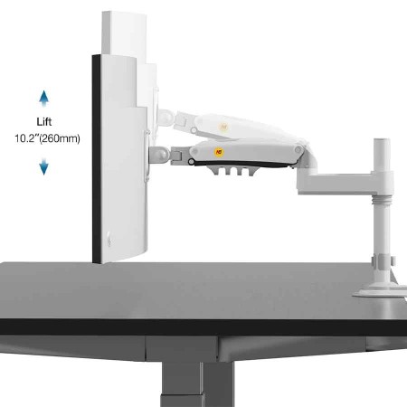 NORTH BAYOU H100 White Monitor Mount - 17-30" - Gas Spring - Up to 9kg
