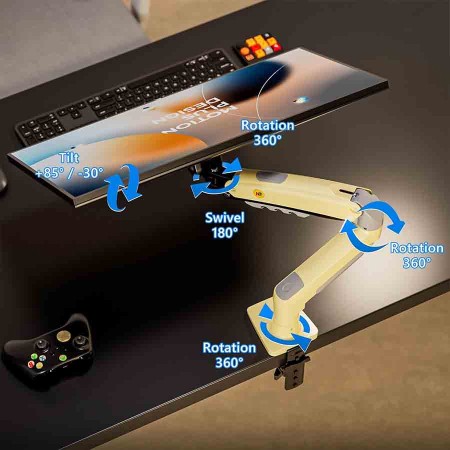 حامل شاشة نورث بايو F80-XD - مقاس 17-30 بوصة - ذراع هيدروليك - لون أصفر