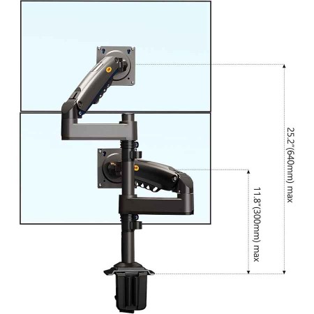 NORTH BAYOU H180 Dual Monitor Mount - 22-35" - Gas Spring - 12kg - Matte Charcoal NORTH BAYOU H180 Dual Monitor Mount - 22-35" - Gas Spring - 12kg - Matte Charcoal
