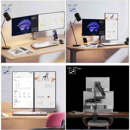 NORTH BAYOU H180 Dual Monitor Mount - 22-35" - Gas Spring - 12kg - Matte Charcoal NORTH BAYOU H180 Dual Monitor Mount - 22-35" - Gas Spring - 12kg - Matte Charcoal