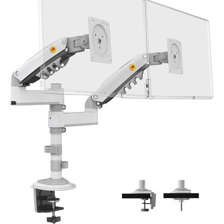 NORTH BAYOU H180-W Dual Monitor Mount - 22-35" - Gas Spring - 2-12kg - White NORTH BAYOU H180-W Dual Monitor Mount - 22-35" - Gas Spring - 2-12kg - White