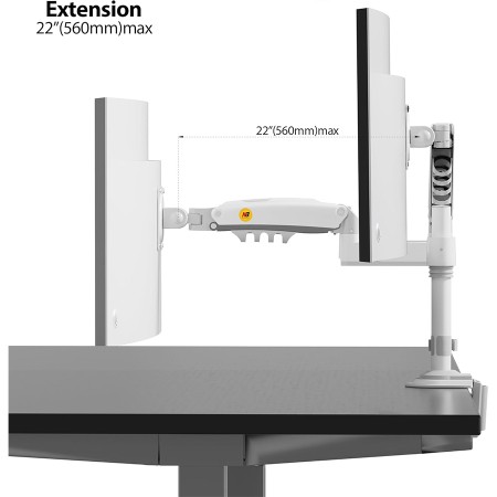 NORTH BAYOU H180-W Dual Monitor Mount - 22-35" - Gas Spring - 2-12kg - White NORTH BAYOU H180-W Dual Monitor Mount - 22-35" - Gas Spring - 2-12kg - White