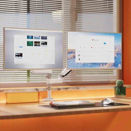 NORTH BAYOU H180-W Dual Monitor Mount - 22-35" - Gas Spring - 2-12kg - White NORTH BAYOU H180-W Dual Monitor Mount - 22-35" - Gas Spring - 2-12kg - White