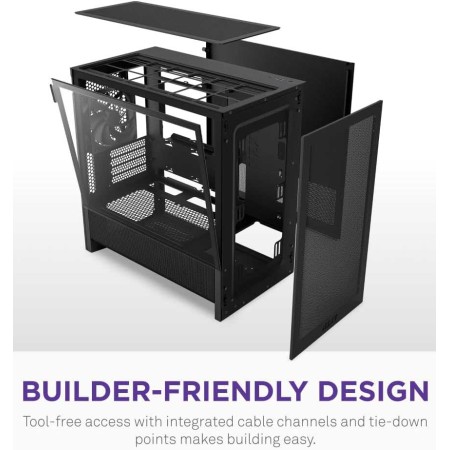 صندوق ألعاب NZXT H3 FLOW أسود| Mid Tower بتدفق هواء عالي وزجاج مقوى