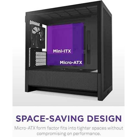 صندوق ألعاب NZXT H3 FLOW أسود| Mid Tower بتدفق هواء عالي وزجاج مقوى