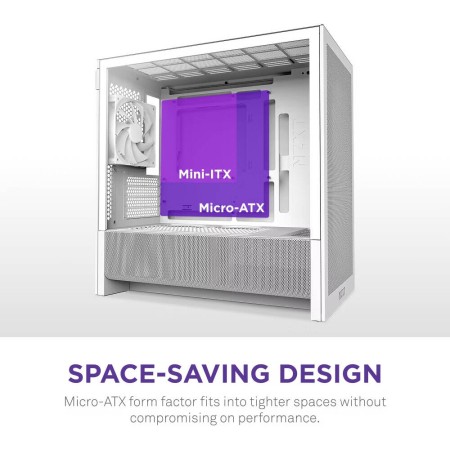 NZXT H3 Flow RGB Case - High Airflow - ARGB Lighting - Temp Glass - White