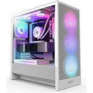 صندوق ألعاب NZXT H5 FLOW RGB أبيض | Mid Tower بتبريد عالي وإضاءة ARGB