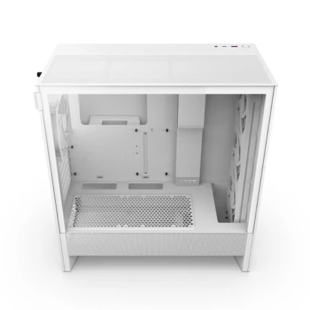 صندوق ألعاب NZXT H5 FLOW RGB أبيض | Mid Tower بتبريد عالي وإضاءة ARGB