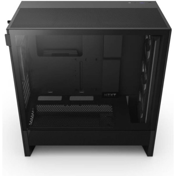 صندوق احترافي NZXT H5 Flow ار جي بي , واجهة أمامية شبكية, دعم منافذ USB-C، USB-A أمامية , 4 مراوح داخلية  - أسود
