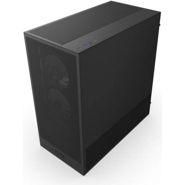 صندوق احترافي NZXT H5 Flow ار جي بي , واجهة أمامية شبكية, دعم منافذ USB-C، USB-A أمامية , 4 مراوح داخلية  - أسود
