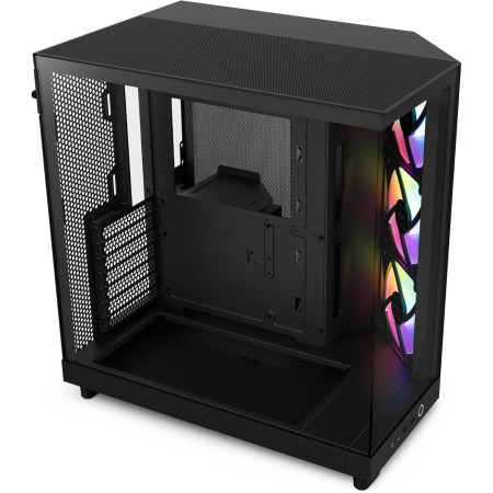 NZXT H6 Flow RGB Dual-chamber Case ,Mid-Tower ATX, support up to 360 mm AIO, USB 3.2 Type-A, USB Type-C, 3x RGB Fans - Black