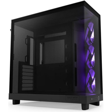 NZXT H6 Flow RGB Dual-chamber Case ,Mid-Tower ATX, support up to 360 mm AIO, USB 3.2 Type-A, USB Type-C, 3x RGB Fans - Black