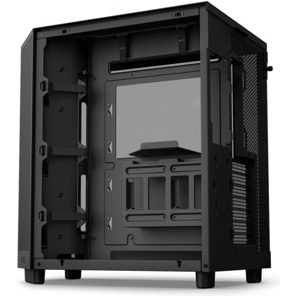 صندوق احترافي NZXT H6 Flow RGB , تصميم Dual-Chamber, دعم منافذ امامية USB Type-C, يدعم 3 مراوح مضيئة داخلية - أسود