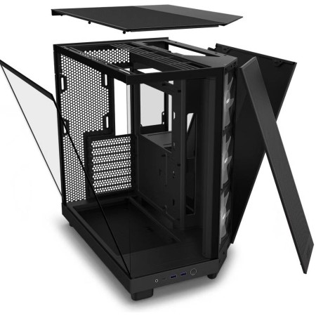 NZXT H6 Flow RGB Dual-chamber Case ,Mid-Tower ATX, support up to 360 mm AIO, USB 3.2 Type-A, USB Type-C, 3x RGB Fans - Black