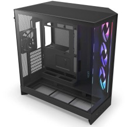 NZXT H9 Flow RGB Dual-chamber Case, support up to 420 mm AIO, support Rear-connect MB, Includes, 4x Fans - Black
