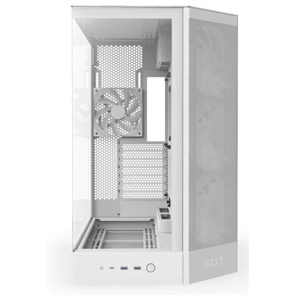 NZXT H9 Flow RGB Dual-chamber Case, support up to 420 mm AIO, support Rear-connect MB, Includes, 4x Fans - WHITE