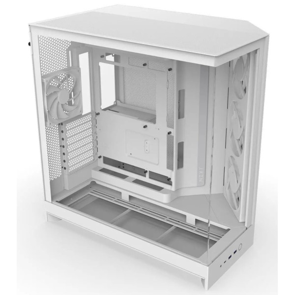 NZXT H9 Flow RGB Dual-chamber Case, support up to 420 mm AIO, support Rear-connect MB, Includes, 4x Fans - WHITE