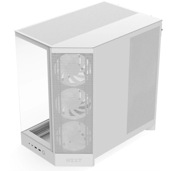NZXT H9 Flow RGB Dual-chamber Case, support up to 420 mm AIO, support Rear-connect MB, Includes, 4x Fans - WHITE