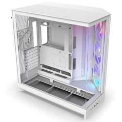 NZXT H9 Flow RGB Dual-chamber Case, support up to 420 mm AIO, support Rear-connect MB, Includes, 4x Fans - WHITE