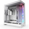 NZXT H9 Flow RGB Dual-chamber Case, support up to 420 mm AIO, support Rear-connect MB, Includes, 4x Fans - WHITE