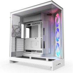NZXT H9 Flow RGB Dual-chamber Case, support up to 420 mm AIO, support Rear-connect MB, Includes, 4x Fans - WHITE