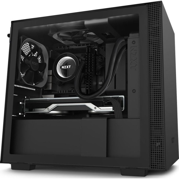 صندوق ألعاب NZXT H210i أسود | Mini-ITX بتدفق هواء عالي وإضاءة RGB وزجاج مقوى